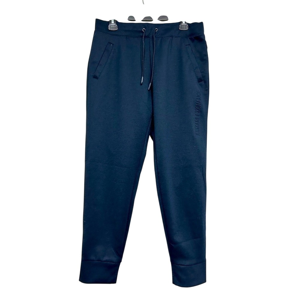 Armani Exchange Navy Blue Embossed Logo Joggers Drawstring Sweatpants Womens M